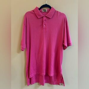 Master Vintage Vibrant Pink Polo Shirt, Y2K Style Collared Streetwear Top